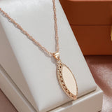 New Fashion 14K Rolled Rose Gold Hollow Wave Design Rhombic Glossy Necklace - High Quality Daily Fine Jewellery