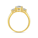 3 Stones Moissanite Diamonds Ring 925 Silver Yellow Gold Colour Ladies Rings Handmade Engagement Wedding  Jewellery
