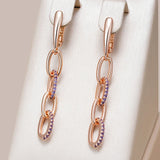 14 Karat Rolled Gold Purple AAA Zircon Diamonds Tassel Dangle Earrings Fine Jewellery