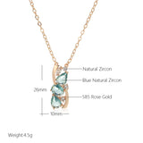 Outsanding Fashion AAA 14K Rolled Rose Gold Zircon Blue Crystal Pendant And Necklace For Women - Fine Jewellery