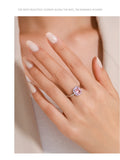 High Quality Sterling Silver Romantic Pink AAAA Lab Created Diamond Enamel Ring