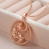 14K Rolled Gold Periphery Inlay AAA Zircon Diamonds Hollow Elegant Flower Necklaces