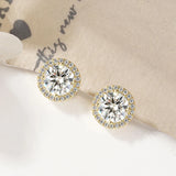 Super 5mm/6.5mm Moissanite Diamonds Halo Stud Earrings for Women Men Fine Jewellery