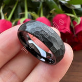 Multi-Faceted Hammered Brushed Finish 4/6/8MM Men Women Tungsten Wedding Rings