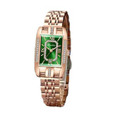 Elegant Luxury Brand Female Wristwatches - Rectangular Zircon Diamonds Steel Waterproof Original Womens Watch