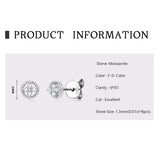 Sparkling 6.5MM 1CT Moissanite Diamonds Silver Square Shape Unisex Stud Earrings