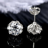 Flower Design D Colour 6mm/8mm Solitaire Moissanite Diamonds Unisex Stud Earrings