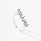Trendy Geometric Combination Design Sparkling AAAA Lab Created Diamond Silver Ring