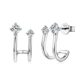 C-shaped 4mm*3mm D colour VVS1 Moissanite Diamonds Stud Earrings For Women - Silver Wedding Jewellery Gift - The Jewellery Supermarket