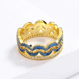 Classic Crown Handmade Enamel Three-layer AAA Zircon Exquisite 18KGP Ring