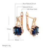 Superb 14K Rolled Rose Gold Crystal Flower Geometric Blue AAA Zircon Crystals Earrings -  Luxury Vintage Jewellery