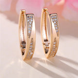 Latest Fashion Charming Filled 14K Rose Gold AAA Zircon Diamonds Hoop Earrings - Fine Jewellery For Women