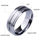 New Arrival Charm Jewellery Groove Band 8mm Tungsten Carbide Wedding Rings for Men Size 8-13 - The Jewellery Supermarket