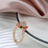 New Filled 14K Rose Gold Unusual Micro Wax Inlay Spherical AAA Zircon Diamonds  Rings For Women - Trendy Jewellery