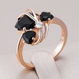 Sparkling Black AAA Zircon Crystals 14K Rolled Gold Ring  Vintage Fine Jewellery