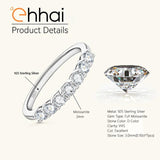 GRA Certified Round Moissanite Diamonds Half Eternity Ladies Rings Real Sterling Silver Wedding Party Fine Jewellery