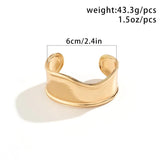 New Boho Glossy Metal Wide Cuff Open Arm Punk Gold Colour Charm Bangle Bracelets for Women