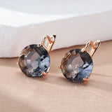 14 Karat Rolled Gold Big AAA Grey Zircon Crystals Fashion Drop Earrings For Women Jewellery