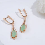 Adorable 14K Rolled Gold Emerald Green Long Drop AAA Zircon Crystal Earrings