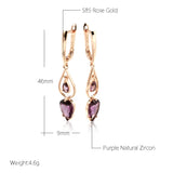 14K Gold Filled Transparent AAA Grey Zircon Crystal Long Drop Earrings Special Jewellery