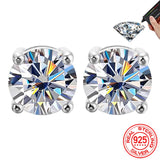 Top Quality 2 Carat 8.0mm D Colour Moissanite Stud Earrings 925 Sterling Silver Sparkling Fine Jewellery For Women/Men - The Jewellery Supermarket