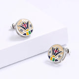 High Quality Grass Shape 925 Handmade Enamel Irregular Geometric Earrings