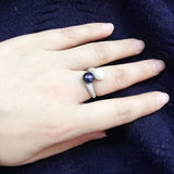 Luxury Real Pink Black White Purple Double Pearl AAA Zircon Diamonds Silver Rings