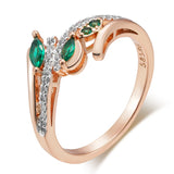 14K Rolled Gold Silver Green Drop AAA Zircon Crystals Luxury Trendy Rings