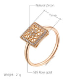 New Arrival Luxury Rolled 14K Rose Gold Hollow Square AAA Zircon Dimonds Ring -Luxury Vintage Jewellery