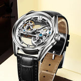 Luxury Brand New Fashion Original Skeleton Leather Strap Automatic Mechanical Wrist Watches for Men