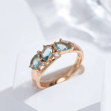 14 Karat Gold Filled New Blue AAA Zircon Crystal Vintage Ethnic Geometry Ring for Women