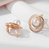 Dazzling Pearl Drop Earrings For Women Filled 14K Rose Gold with AAA Cubic Zirconia Diamonds Bride Wedding Jewellery