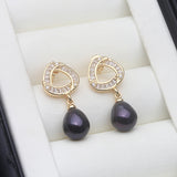 Flower Shape Design Real Multicolour Pearls AAA Zircon Diamonds Silver Earrings