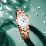 NEW Elegant Quartz Pearl Oyster Jade Stone White Shell Waterproof Ladies Full Stainless Steel Classic Wrist Watches