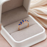 14K Gold Filled Leaf Shape Blue AAA Zircon Crystals Full Paved Multipurpose Fashion Rings