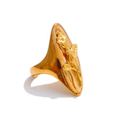 18K Gold Plated High Quality Smooth Stainless Steel Rose Flower Attractive Cast Ring