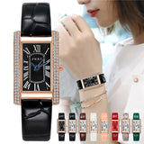 Luxury Design Vintage Classic Cz Diamonds Starry Square Simple and Stylish Roman Numeral Casual Quartz Wristwatch