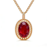 14K Rolled Gold Red Big AAA Zircon Crystal Retro Fashion Pendant And Necklace For Women