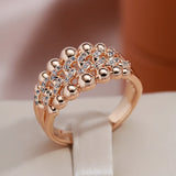 Marvelous Double Metal Beads 14K Rolled Rose Gold AAA  Zircon Diamonds Rings - Personality Trendy Jewellery