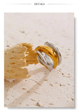 18K Gold Plated New Stainless Steel Layered Geometric Cast Statement Attractive Ring