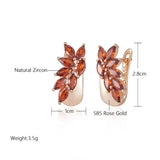 Charming AAA Zircon Red Leaf-Shaped Rolled Rose Gold of 14-Karat Purity Earrings For Women - Quality Jewellery