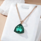 14K Rolled Gold Green  Luxury Big AAA Zircon Crystal Elegant Pendant And Necklace