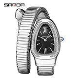 High-end Luxury Zircon Diamond inlaid Snake Shaped Women's Quartz Watches Retro Light Luxury Quartz Jewellery