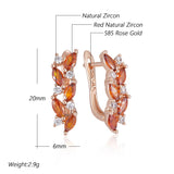 14 Karat Rolled Gold Shiny Red AAA Zircon Diamonds High Quality Drop Earrings for Women