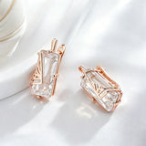 14 Karat Gold Filled Shiny White AAA Zircon Crystals Women's Long Drop Unique Earrings