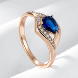 Superb Sparkling Blue AAA Zircon Crystals Filled 14K Rose Gold Luxury Rings - Vintage Party Daily Fine Jewellery