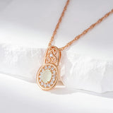 New Filled 14K Rose Gold Flower Design Oval Cut AAA Zircon Emerald Crystal Necklace - Luxury  Jewellery