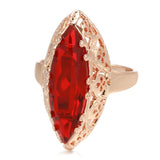 14K Filled Gold Exaggerated Pomegranate Red AAA Zircon Crystal Hollow Vintage Rings