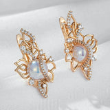 Luxury Unique Pearl Filled 14K Rose Gold Drop Earrings With White AAA Zircon Diamonds Trendy Personalized Jewellery