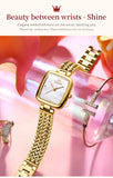 Top Brand Elegant Quartz Stainless Steel Mesh Belt Gold Colour Square Dial Original Bracelet Set Women Watches - The Jewellery Supermarket